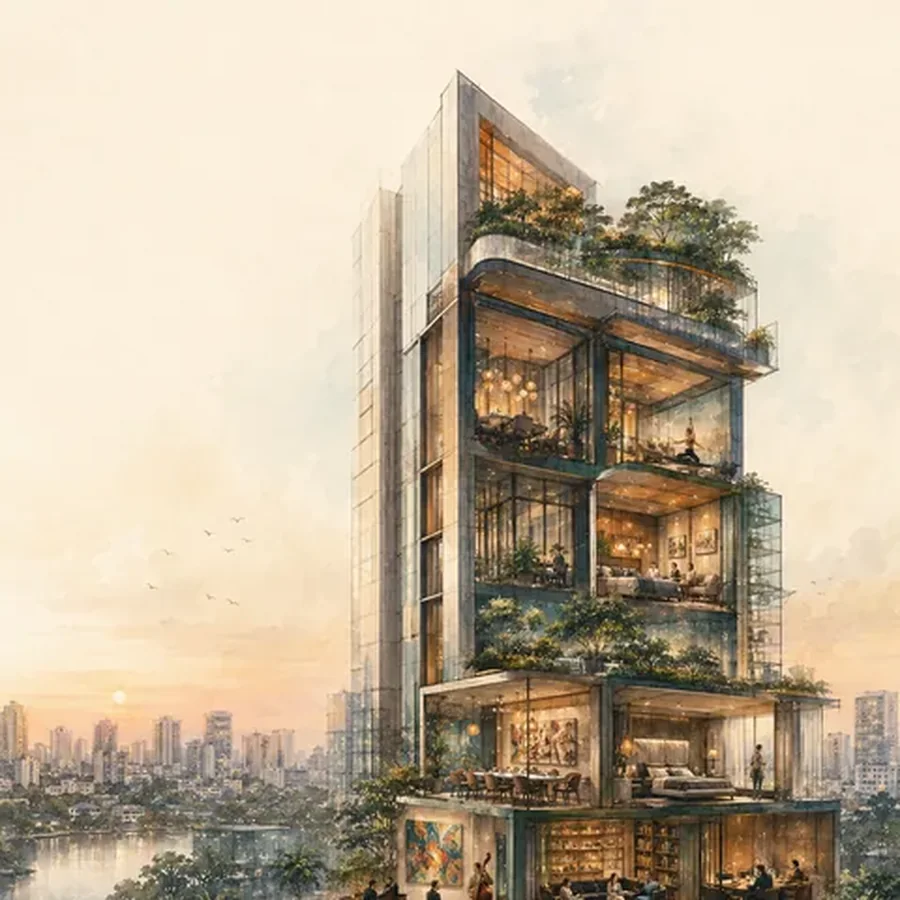Cityscape Tower of Refined Living