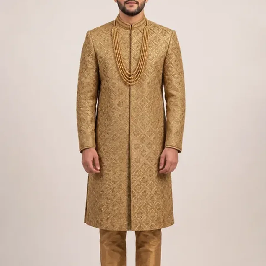 Regal Gold Sherwani Portrait