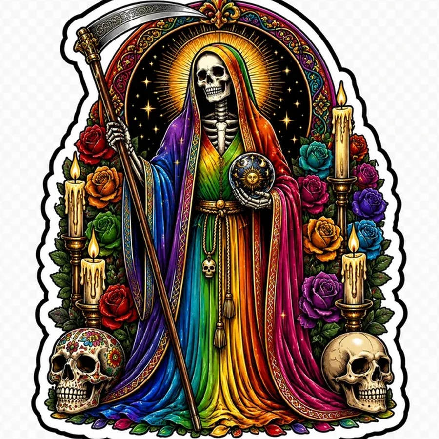 Super! Now give me one of her in rainbow robes. 