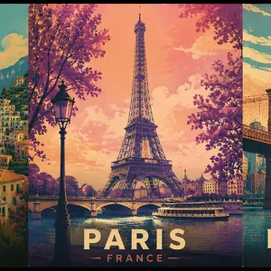 Amalfi, Paris, and New York_triptych