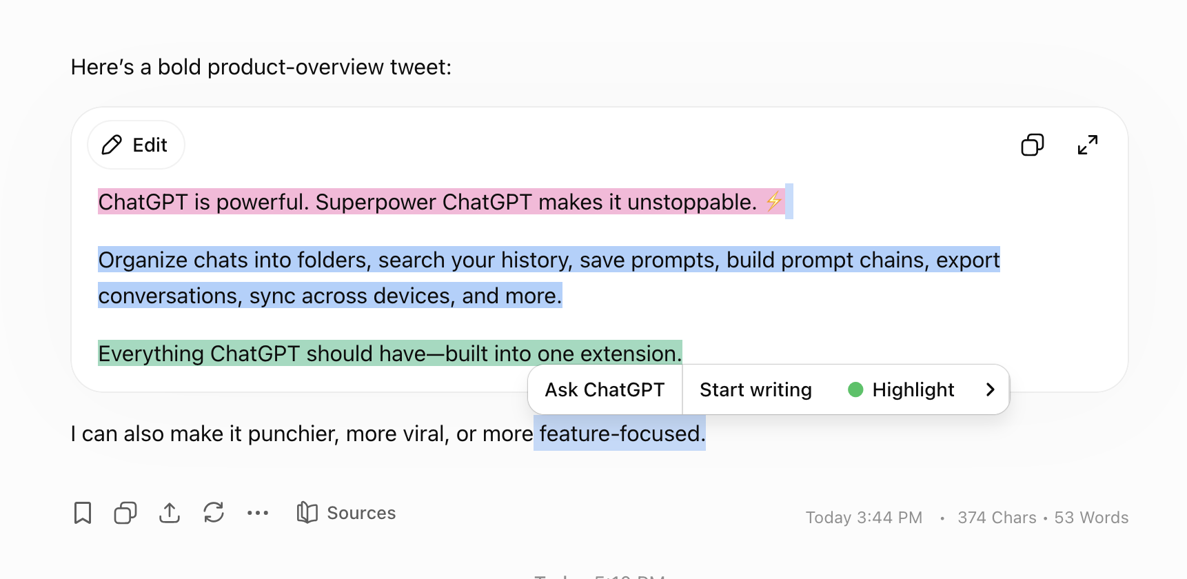 Superpower ChatGPT Multi-color highlight and annotation