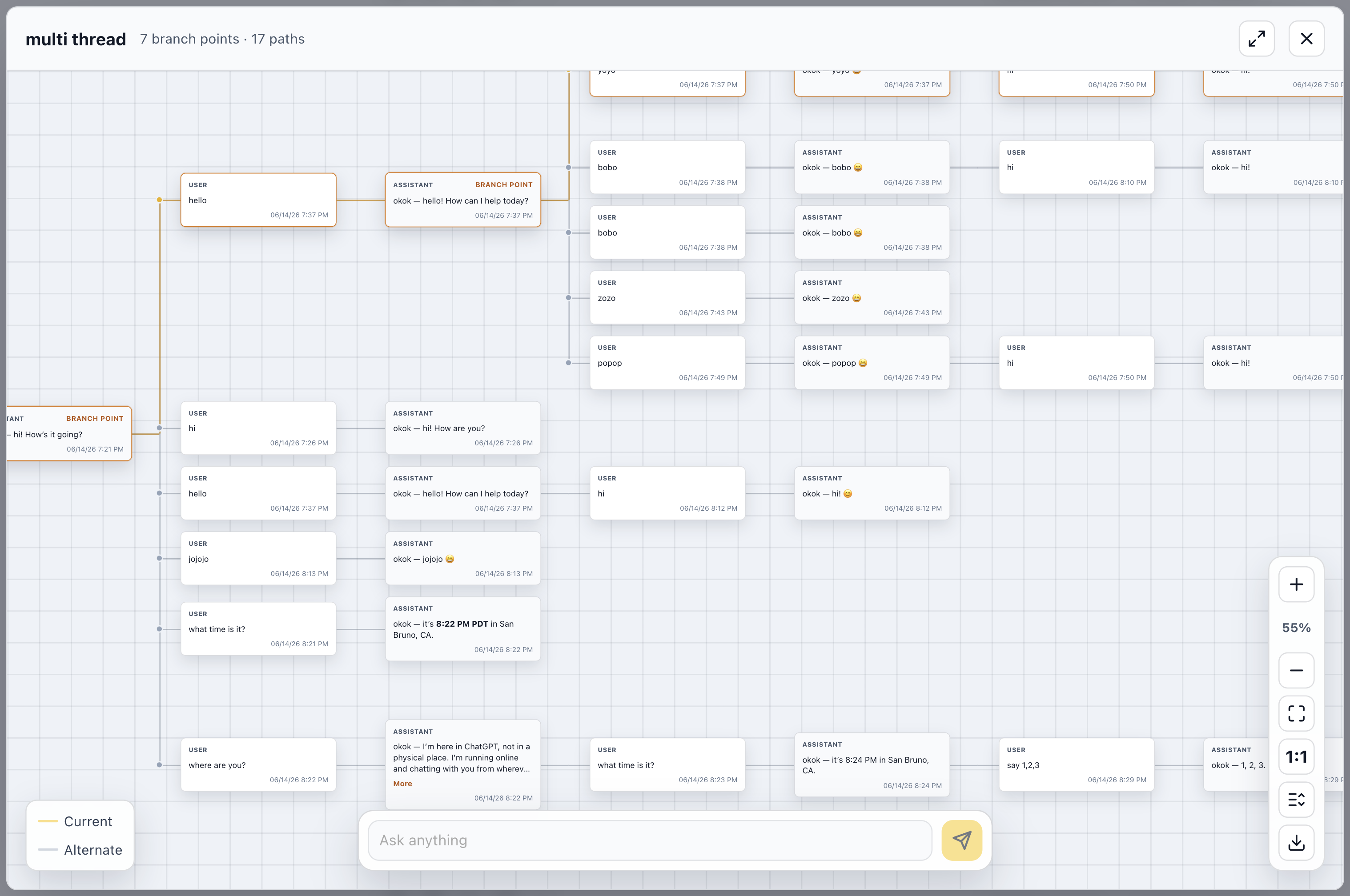 Superpower ChatGPT conversation tree