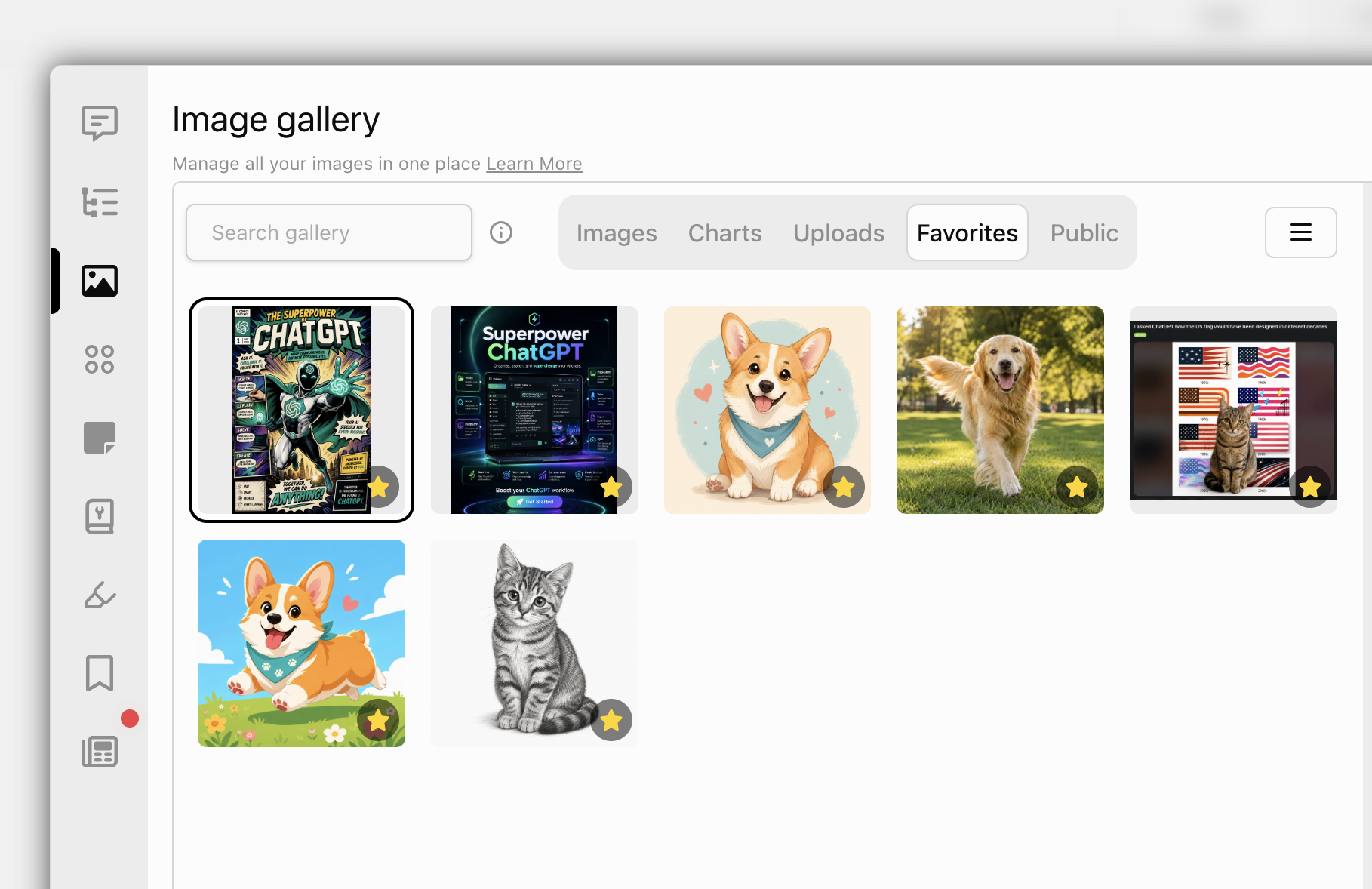 Superpower ChatGPT Image gallery favorite tab