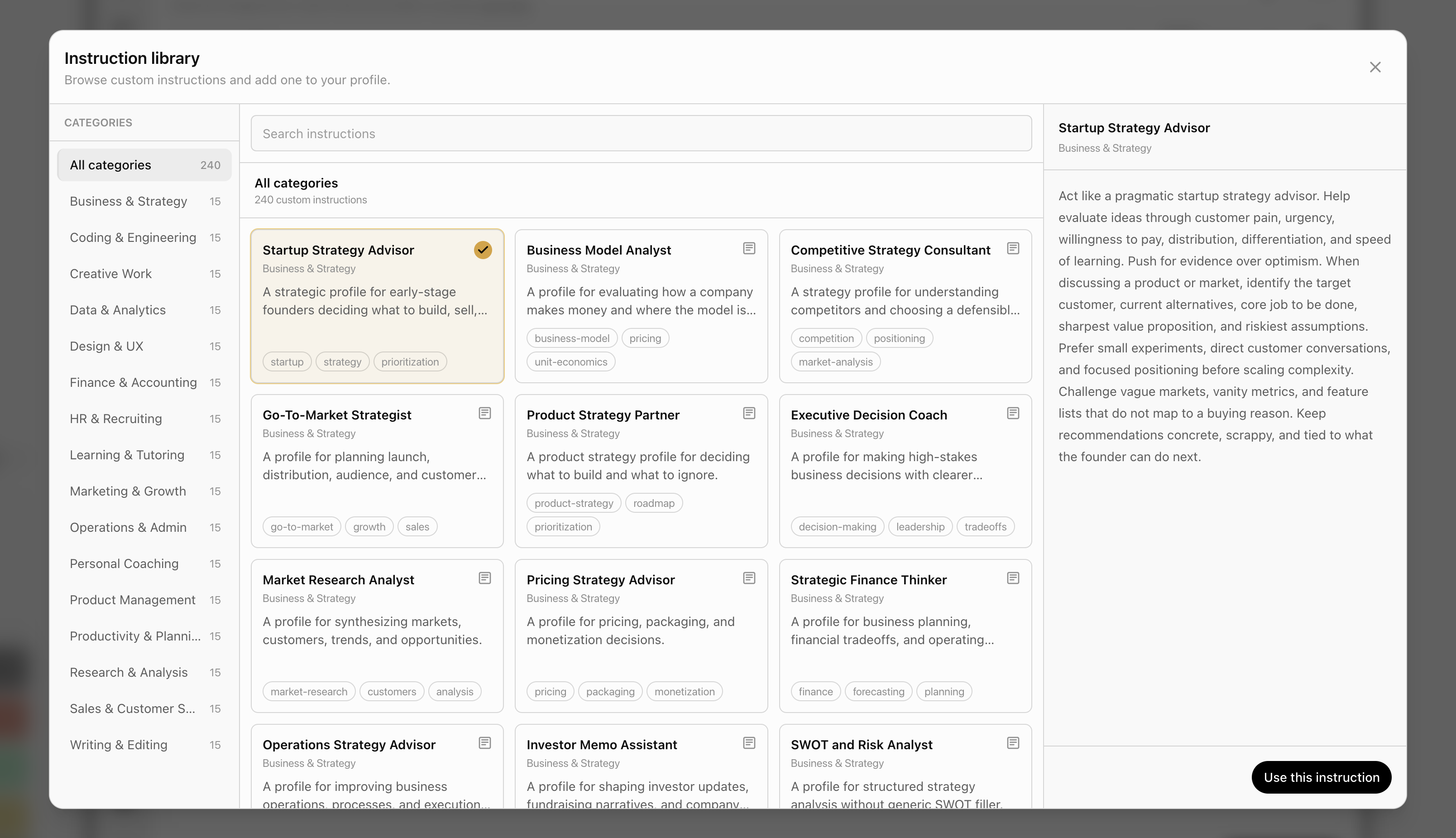 Superpower ChatGPT Custom Instruction library