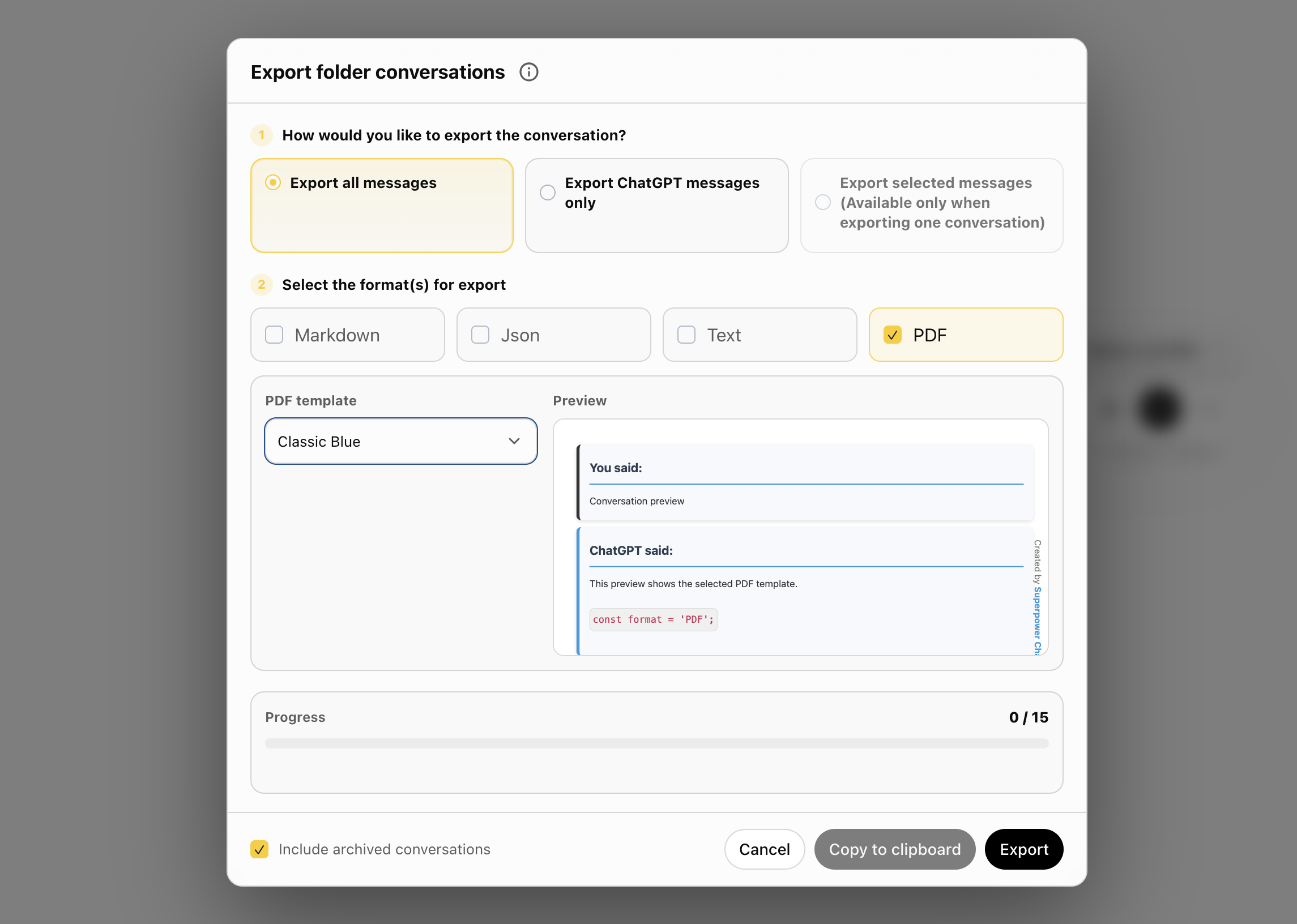 Superpower ChatGPT PDF bulk export
