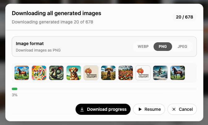 Superpower ChatGPT image download file format selector